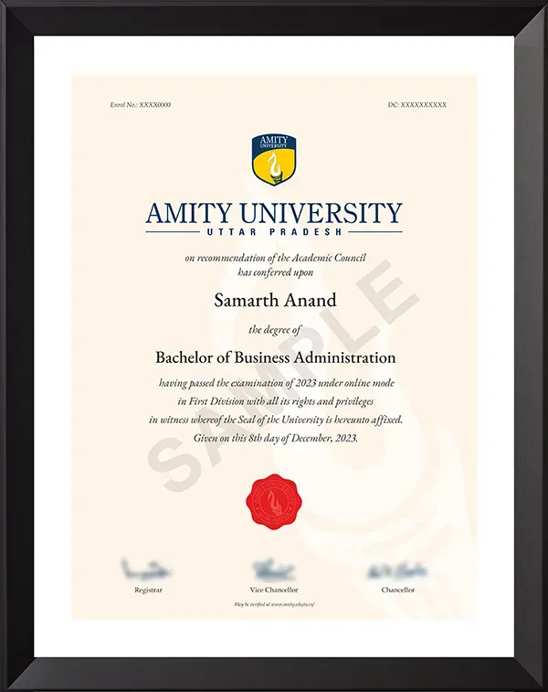 BBA Degree Certificate